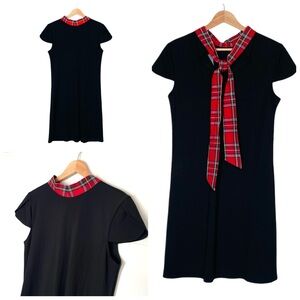 Tuckernuck x Sailor Sailor Black Dress Red Plaid Collar Shift Dress Sz Small NWT